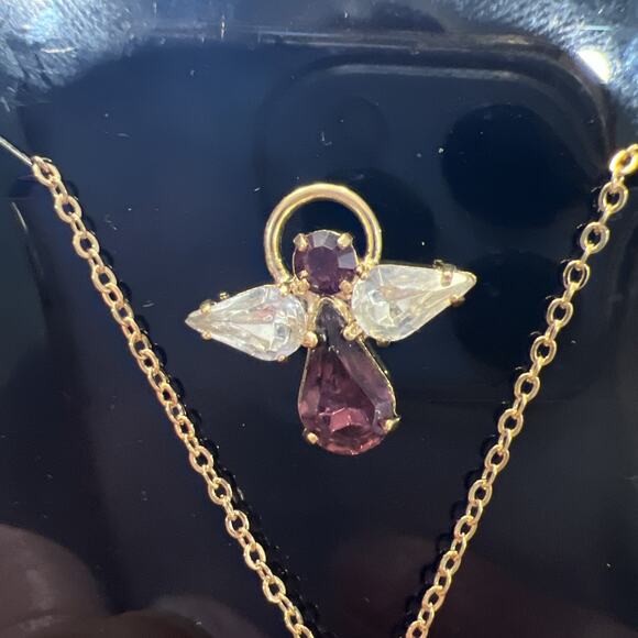 Amethyst Color Fashion Angel Pin And 18-inch Necklace, Guardian Angel - Picture 2 of 5